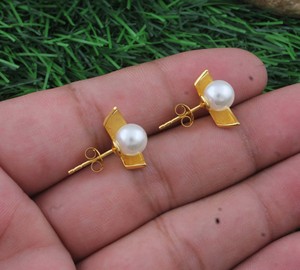 Boucles d'oreilles pendantes de luxe vintage faites à la main en argent sterling 925 massif avec perles naturelles pour mariage, anniversaire, cadeau, fête - Product Image 4