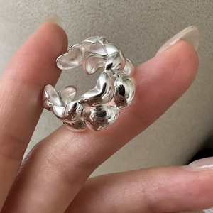 S925 Sterling Silver Korean-style Niche Design Double-layer Love <b>Ring</b> Korean-style Retro Simple Heart-shaped <b>Ring</b> - Product Image 2