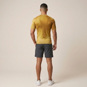 Men's Gradient Yellow Short Sleeve Compression T-Shirt Slim Fit Quick Dry Sporty Athletic Wear O-Neck Knitted Polyester - Product Image 5
