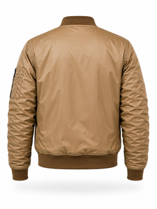 Blouson Bomber Kaki Homme – Fermeture Éclair, Style Décontracté, Col Montant, Nylon, Hiver, Coupe Droite, Uni, Tendance Urbaine - Product Image 2