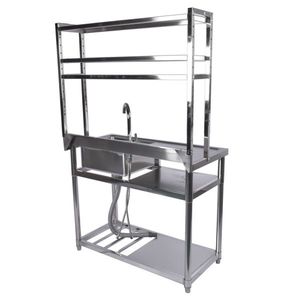 Lavello da Cucina Commerciale in Acciaio Inossidabile da 39,4 pollici, Vasca Singola con Piattaforma Sinistra, Lavello Utilitario per Garage con Rubinetto - Product Image 6