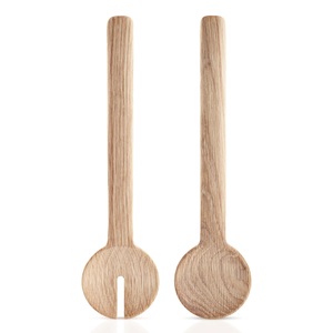 Juego de 2 utensilios de madera de acacia para servir ensaladas, diseño moderno, precio de mayoreo. - Product Image 2