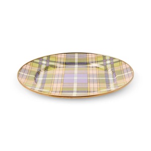 Round <b>Ceramic</b> Flat <b>Plate</b> Purple Checkered Handpainted Modern Design Dishes & <b>Plates</b> - Product Image 2