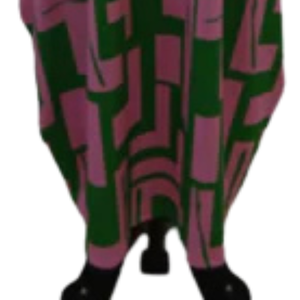 AKA Vestido geométrico con bolsillos para mujer, rosa, verde, manga corta, informal, midi, holgado, para uso diario, atuendo de moda - Product Image 6