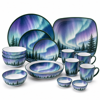Collection d'assiettes, bols et tasses pour pique-nique en plein air, vaisselle légère et réutilisable pour patio, camping, caravane, restauration, ensemble de vaisselle en mélamine