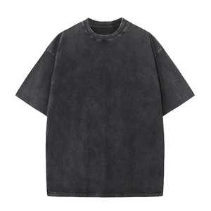 Camiseta Oversize con Lavado Ácido 100% Algodón, Estilo Vintage, Cuello Redondo, Manga Corta, Color Sólido, para Hombre - Product Image 2