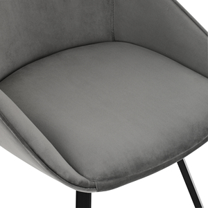 Modern Grey Suede Upholstered <b>Dining</b> <b>Chair</b> Ergonomic Bucket Seat with Black Metal Legs Nordic Style Light Luxury <b>Dining</b> <b>Chair</b> - Product Image 5