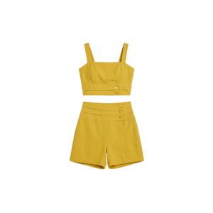 Conjunto de Dos Piezas para Mujer al por Mayor, con Detalle de Botones y Volantes Delanteros, Manga Corta, Informal, Transpirable, para Primavera/Verano - Product Image 2