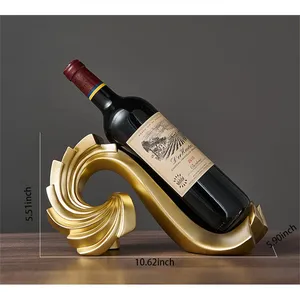 Moderno Porta Botellas de Vino de Metal, Diseño de Barco Dorado, Impermeable, Estilo Rústico, Soporte Decorativo para Mesa de Comedor, 10.62 Pulgadas - Product Image 1