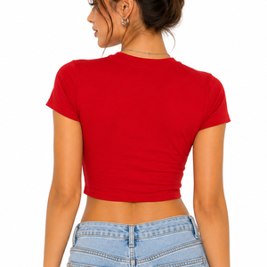 Camiseta crop top Trendy Cars personalizada para mujer, camiseta corta con gráfico, ropa urbana, corte ajustado, moda Y2K, camisetas para mujer, etiqueta privada, venta al por mayor - Product Image 2