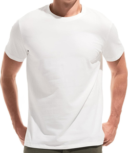 Camiseta blanca básica para hombre, cuello redondo, manga corta, corte regular, color sólido, 100% algodón popelín, diseño liso. - Product Image 5