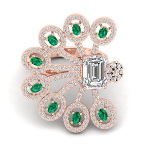 REYES Luxurious 1.75 Carat Emerald Gemstone Engagement <b>Rings</b> in 14K Solid Gold Moissanite Bridal Gift Jewelry For Weddings - Product Image 5