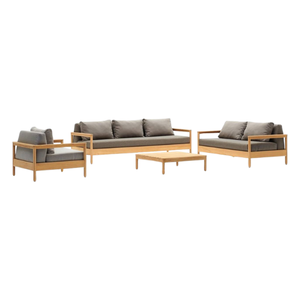 Ensembles de jardin très demandés : Canapé en bois massif avec coussins gris foncé pour mobilier de jardin, d'hôtel et de salon - Product Image 5