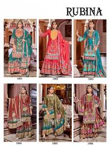 Conjunto de Sharara-Top y Dupatta de Diseño Moderno Especial para Eid, en Crepé de Seda con Estampado Digital y Trabajo de Espejos Reales, Compra en Línea en India - Product Image 6