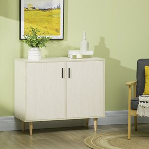 Credenza in Rovere Massiccio, Mobile Buffet per Cucina e Soggiorno con Ripiani Regolabili e Doppie Ante - Product Image 2