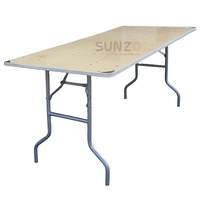 Table de banquet pliante en bois pour événements de mariage, restaurant, hôtel, table longue pliable à louer vente en gros