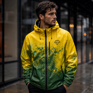 Chaqueta Impermeable con Capucha para Hombre OXYTAG, Estilo Deportivo, Color Verde Degradado a Amarillo, Chaqueta Cortavientos Termorreactiva, Precio al por Mayor, OEM - Product Image 4