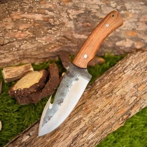 Cuchillo de Camping Hecho a Mano de Acero al Carbono con Punta Caída, Mango de Madera Recto, Funda de Cuero de Grado Industrial, ODM/OEM/OBM Disponible - Product Image 4