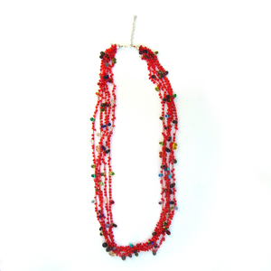 Collier multicouche en perles de verre rouges au crochet, accents colorés, bijoux de fête pour femmes, bijoux de mode indiens à prix de gros - Product Image 1