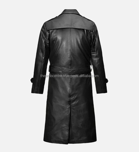 Abrigo largo con logotipo personalizado a la moda, venta al por mayor, chaqueta de cuero resistente para hombre, chaqueta de cuero negro para hombre - Product Image 3