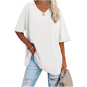 Camiseta Unisex Blanca Oversize de Cuello Redondo y Manga Corta, Ajuste Holgado, Estampado de Letras, Algodón Ecológico, Jersey Largo, Casual para Primavera/Verano - Product Image 1
