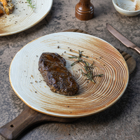 Assiettes de Dîner en Porcelaine YAYU, Style Rétro, Cuite au Four, Glaçure Khaki, pour Hôtels, Assiettes Plates à Dessert et à Steak, Vente Directe Usine