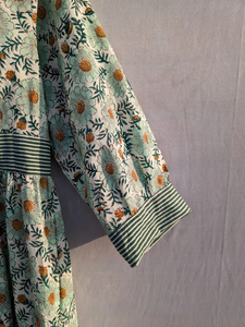 Hand <b>Block</b> Printed Maxi Dress Cotton Tier Maxi Dress Boho Dress Floral <b>Print</b> V-neck Long Maxi Gown For Women - Product Image 4