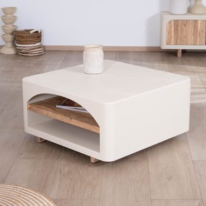 Vandana Silver Aura square coffee table with an organic design and a <b>sandblasted</b> concrete look - Product Image 3