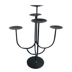 Bougeoirs à cinq bras en métal lot de 2 pièces chandeliers de mariage en fer forgé noir - Product Image 1