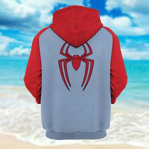 Sudadera con Capucha Unisex con Estampado de Araña, Manga Raglán, 100% Algodón, Gris Rojo, Sudadera con Capucha Informal con Estampado por Sublimación, OEM - Product Image 3