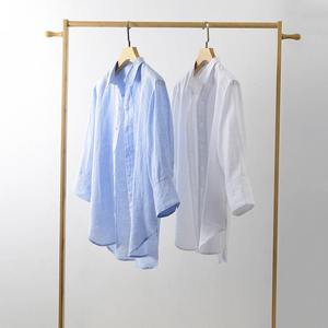 Chemise d'été pour homme en coton et lin, col mandarin, manches courtes, respirante, douce et de haute qualité - Product Image 2