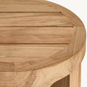 Round Coffee <b>Table</b> Made of Sturdy Teak Wood Eco-Friendly Simple Modern Design Durable for <b>Drinking</b> Coffee - Product Image 4
