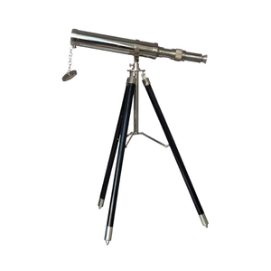 Antique <b>Brass</b> Telescope with Wooden Tripod Stand | Vintage Nautical Decorative Telescope | Adjustable Metal Cast Cabinet Decor - Product Image 2