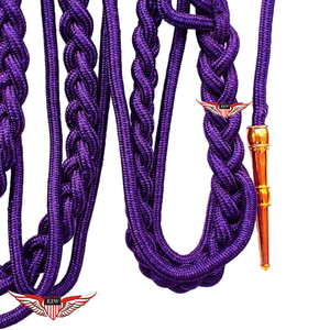 สายสะพายไหล่สีม่วงแบบ Aiguillette พร้อมปลายทองเหลือง สายสะพายไหล่แบบ Aiguillette บิดเกลียวพร้อมปลายสีทองเมทัลลิก - Product Image 2