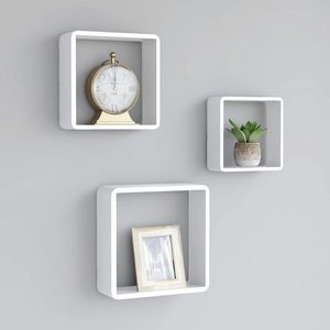 Juego de 3 Estantes de Pared Cúbicos de MDF Blanco, Pequeños, Medianos y Grandes, para Exhibir en la Pared de tu Hogar u Oficina - Product Image 1