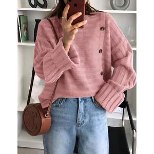 Pull-over en tricot ample à col rond et manches longues pour femme, personnalisé, automne 2025, décontracté, pour la saison d'automne - Product Image 4