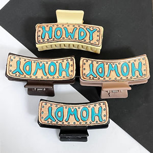 Western Style Wholesale Custom Luxury Tooled Leather Hair Claw <b>Clip</b> for Women's Howdy Design Boutique Fashion Hair Accessories - Product Image 5