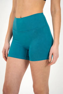Women High Waist Solid Color Knitted Sporty <b>Shorts</b> With Pockets Spandex Polyester Material Quick Dry Elastic Waist - Product Image 2