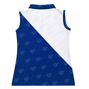 <b>Top</b> Ranking Fully Customized Women Sleeveless <b>Polo</b> Shirt Color Block Blue White Zipper Closure Sporty Golf <b>Top</b> Hiking Shirt - Product Image 2