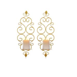 Hermoso Portavelas Dorado con Diseño Vintage, Hermoso Portavelas de Pared para Decoración de Hogar, Bodas, Fiestas y Eventos - Product Image 1