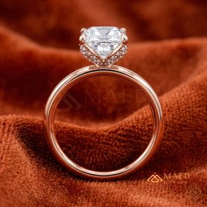 แหวนหมั้นทรงเจ้าหญิงประดับเพชรเม็ดเดี่ยวทองคำขาว 14K/18K ดีไซน์ทันสมัยสำหรับผู้หญิง |   แหวนสไตล์เพชรแบบมินิมอลสมัยใหม่ - Product Image 2