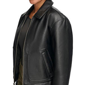 Veste en cuir pour femme avec logo personnalisé imprimé, couleur unie, streetwear, prix bas, veste en cuir pour femme - Product Image 3