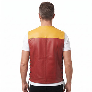 Gilet décontracté réversible en cuir véritable pour homme avec logo personnalisé, fermeture éclair et lacets latéraux - Product Image 2