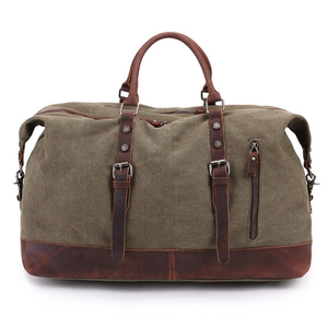 Sac de Voyage Vintage en Cuir et Toile Imperméable Grande Capacité 76-120L+ pour Week-end et Sport, Modèle LCTB-0038 - Product Image 3