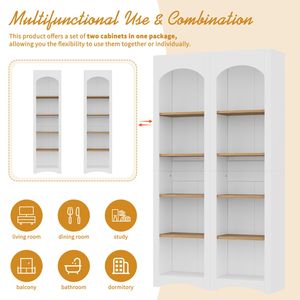 Set di 2 Librerie Autoportanti TREND a 5 Ripiani, Stile Rustico Bicolore con Ripiani Regolabili - Product Image 3