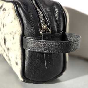 Natural Genuine Leather Hair On Toiletry Bag Luxury Travel Wash Bag Wholesale Exotic Cowhide <b>Shaving</b> Dopp <b>Kit</b> LHON-0010 - Product Image 2