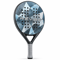Raket Padel REVIBE INDUSTRY RI-PR-08 Kustom, Permukaan Fiberglass, Inti EVA, Pegangan Serat Karbon Ringan, Poliester, Untuk Pemula & Latihan