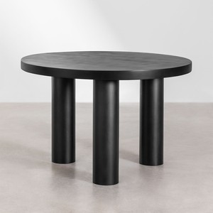 Table à manger ronde Vandana Hexa Aston en bois de manguier (Ø120 cm) Amanza - Product Image 3