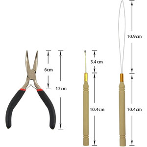 Kit d'outils pour extensions de cheveux, pinces à cheveux noires, crochet de tirage, dispositif à perles, kits d'outils professionnels pour l'installation d'extensions de cheveux - Product Image 3