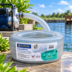KARYON CrystalFlow 50mm x 20m PVC <b>Suction</b> Water <b>Hose</b> Clear Flexible Reinforced Water Pump Transfer Tube USA Asia Market - Product Image 1